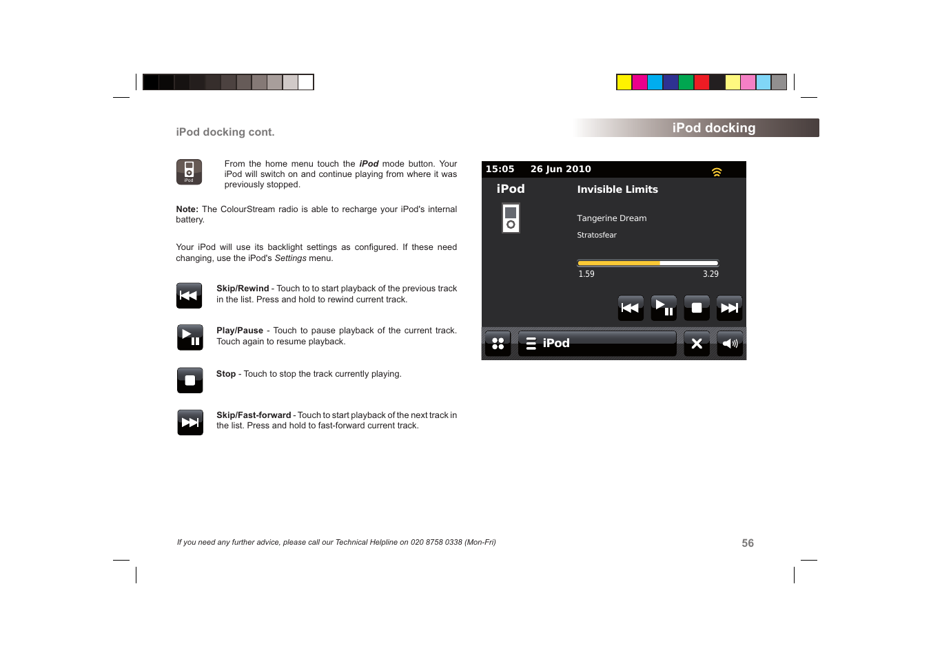 Ipod docking | Roberts Radio ColourStream User Manual | Page 57 / 100