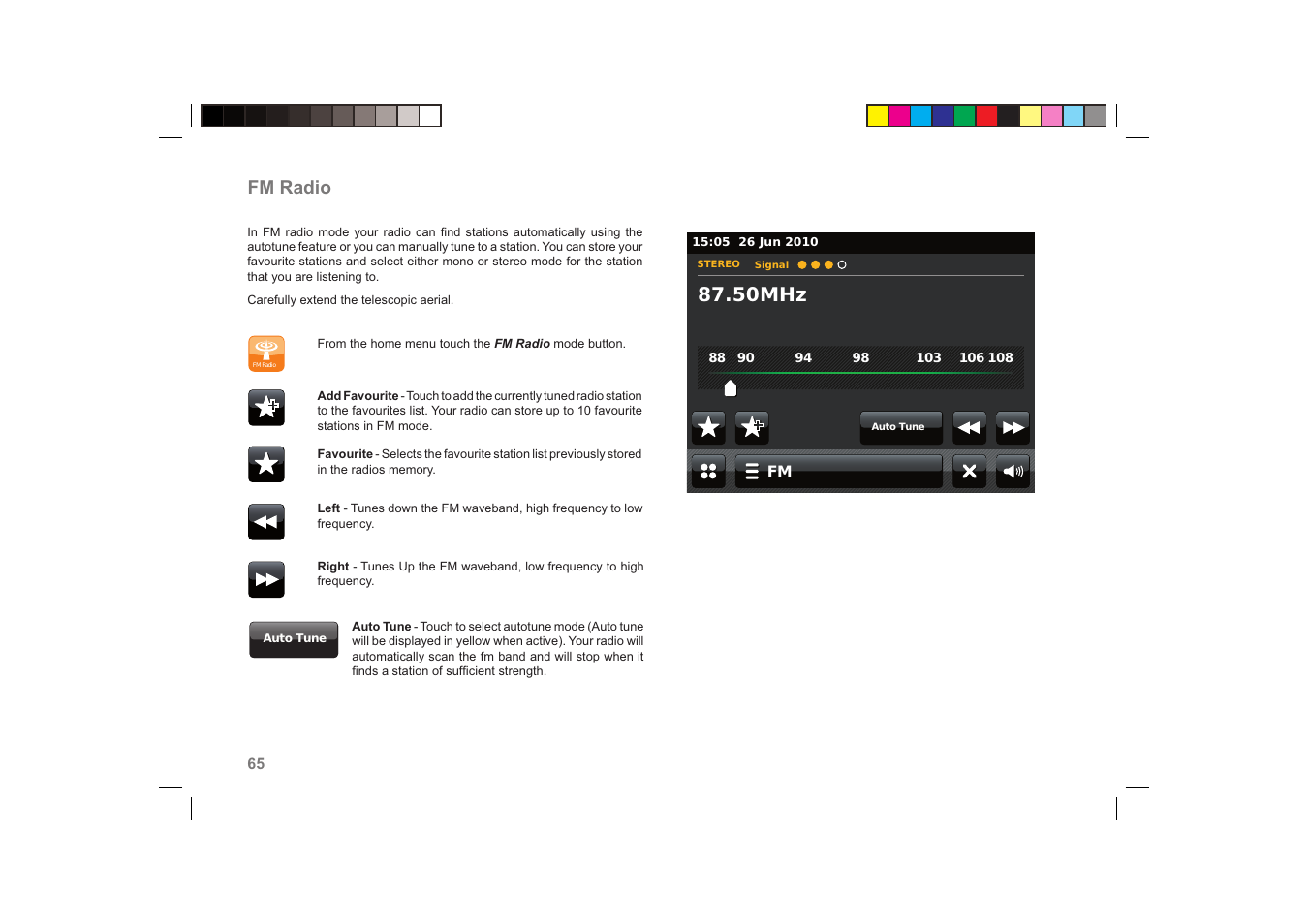 50mhz, Fm radio | Roberts Radio ColourStream User Manual | Page 66 / 100