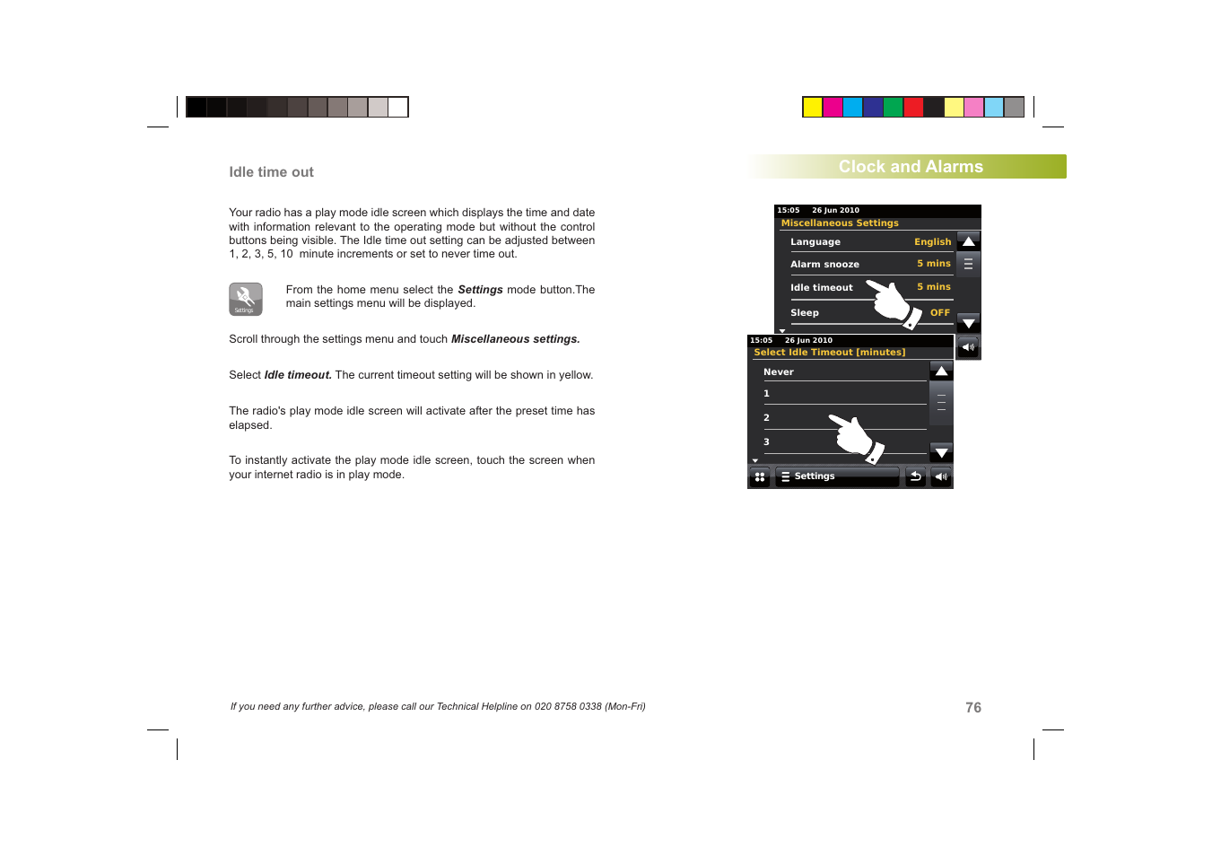 Clock and alarms | Roberts Radio ColourStream User Manual | Page 77 / 100