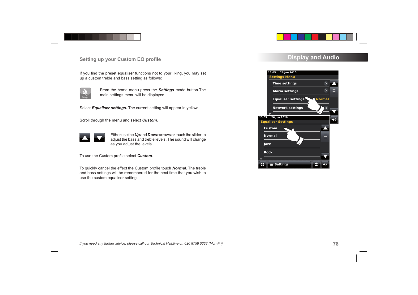 Display and audio | Roberts Radio ColourStream User Manual | Page 79 / 100