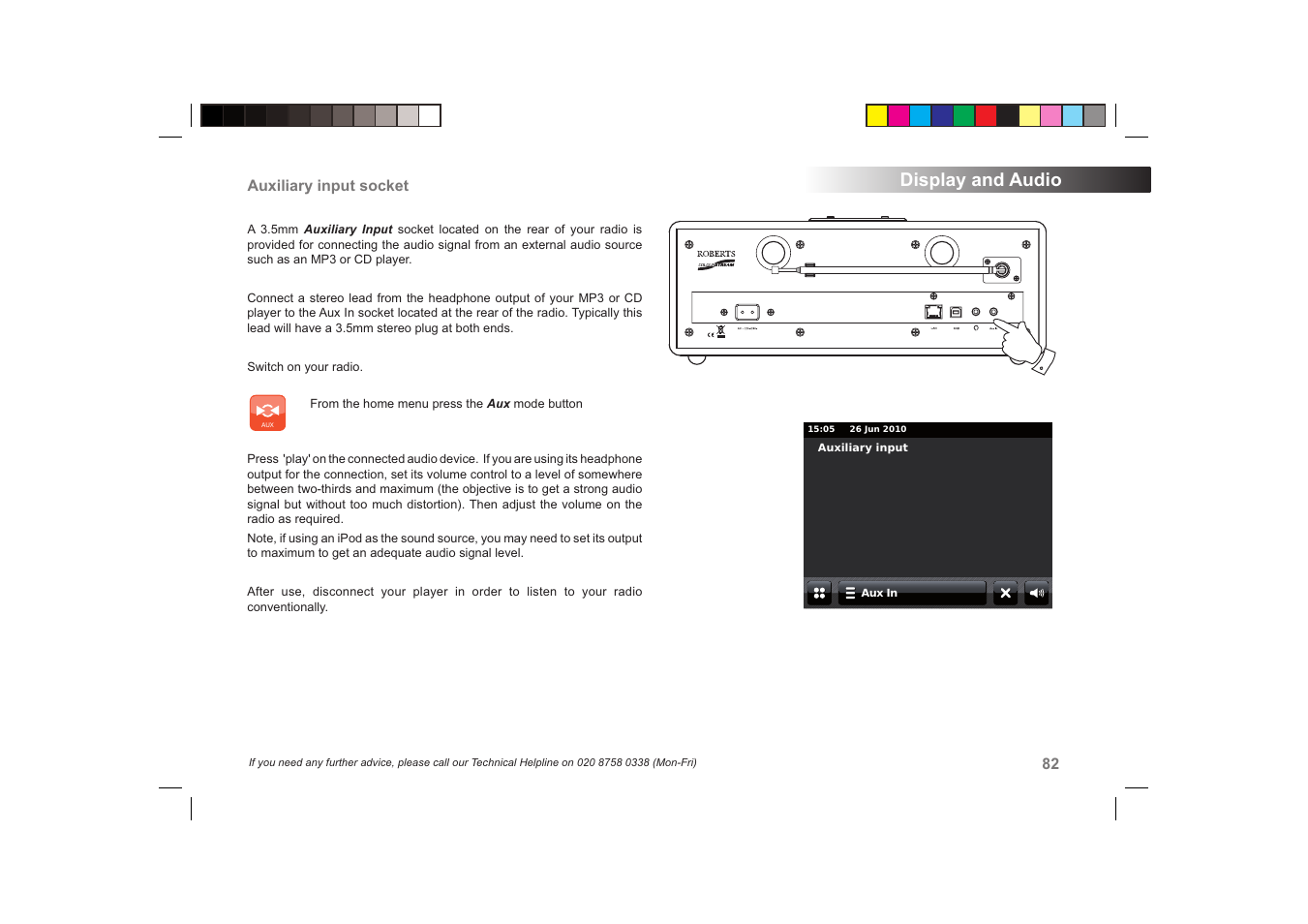 Display and audio | Roberts Radio ColourStream User Manual | Page 83 / 100