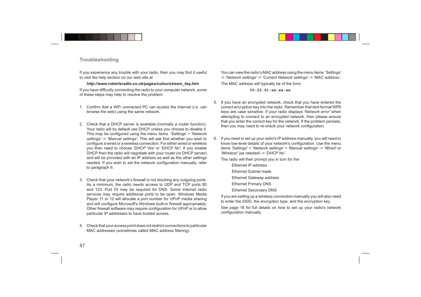 Roberts Radio ColourStream User Manual | Page 88 / 100