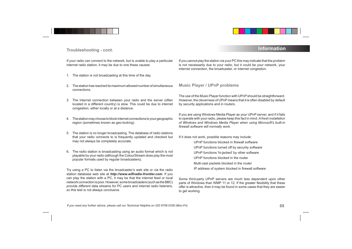 Information | Roberts Radio ColourStream User Manual | Page 89 / 100