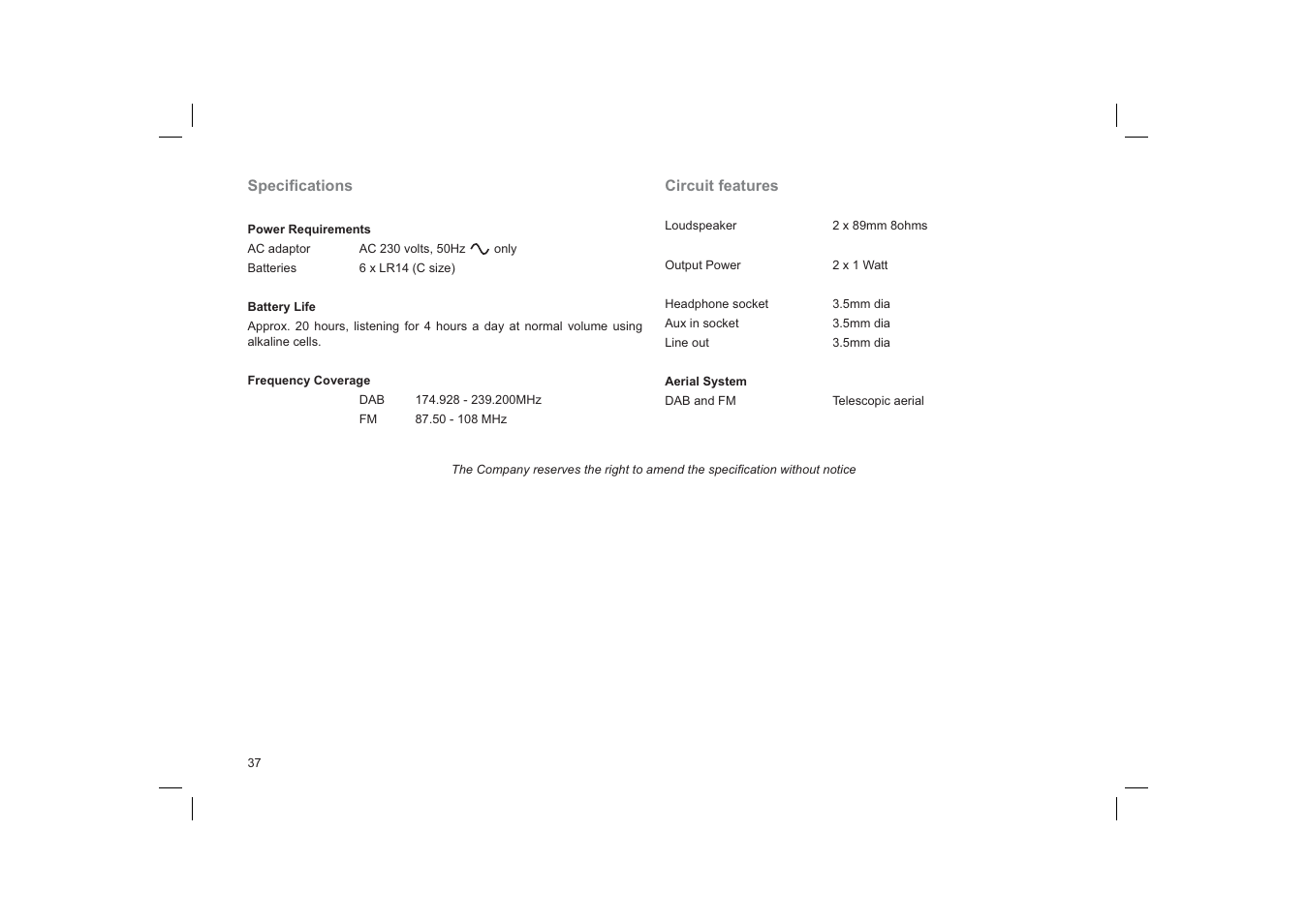 Roberts Radio Gemini 55 RD-55 User Manual | Page 38 / 40