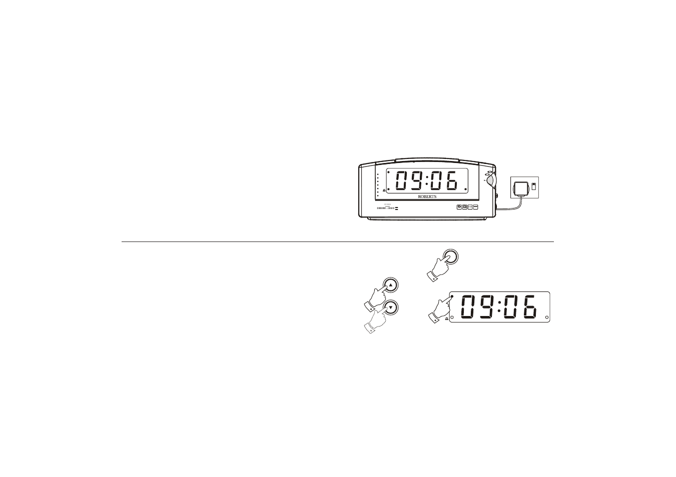 Date month low batt, Sun mon tue wed thu fri sat, Calendar clock radio fm mw auto set | Roberts Radio CR9953 User Manual | Page 6 / 20
