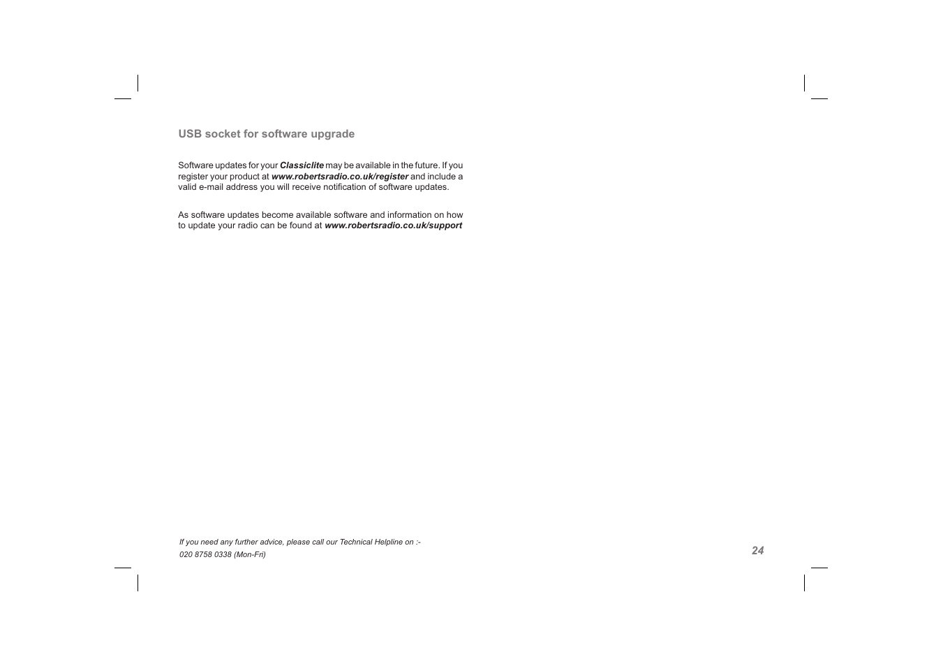 Roberts Radio ClassicLite User Manual | Page 25 / 28