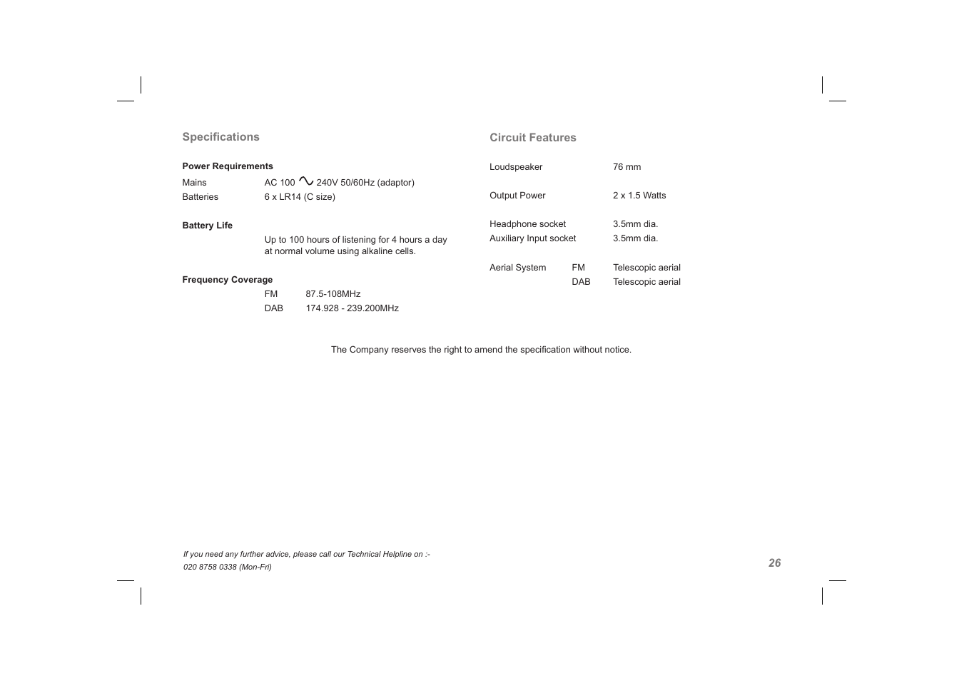 Roberts Radio ClassicLite User Manual | Page 27 / 28