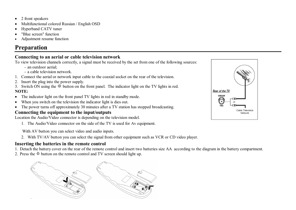 Preparation | Hyundai H-TV2100 User Manual | Page 4 / 30