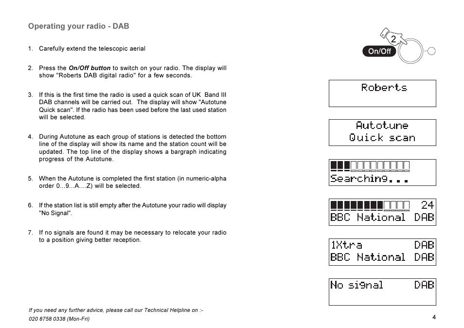 Operating your radio - dab | Roberts Radio RD-7 User Manual | Page 5 / 22