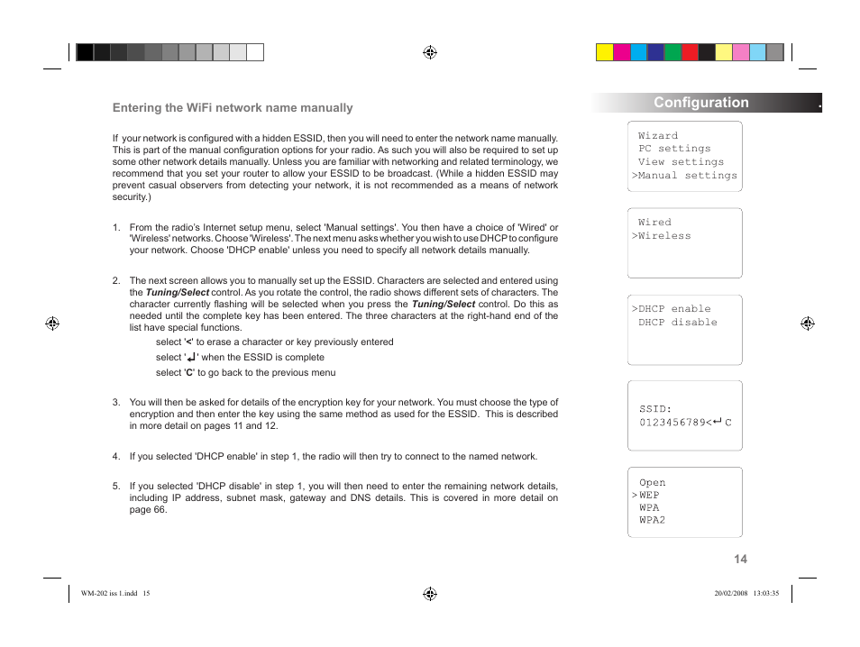 Conﬁguration | Roberts Radio WiFi Internet Radio WM-202 User Manual | Page 15 / 72