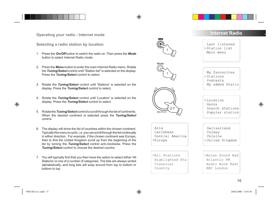 Internet radio | Roberts Radio WiFi Internet Radio WM-202 User Manual | Page 17 / 72