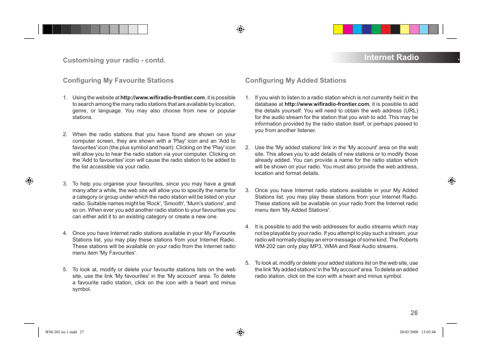 Internet radio | Roberts Radio WiFi Internet Radio WM-202 User Manual | Page 27 / 72