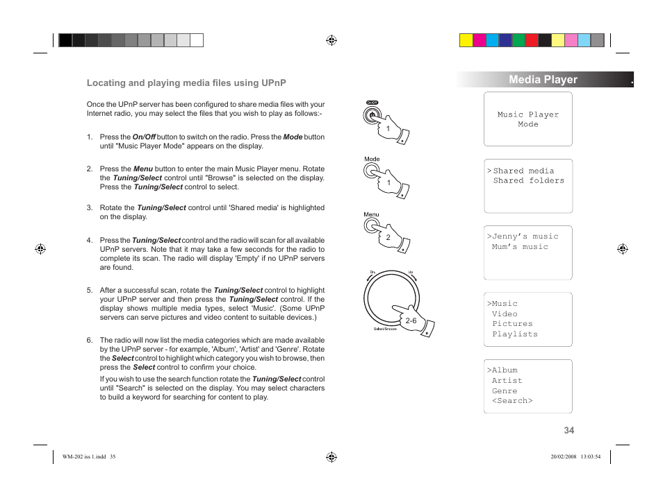 Media player | Roberts Radio WiFi Internet Radio WM-202 User Manual | Page 35 / 72