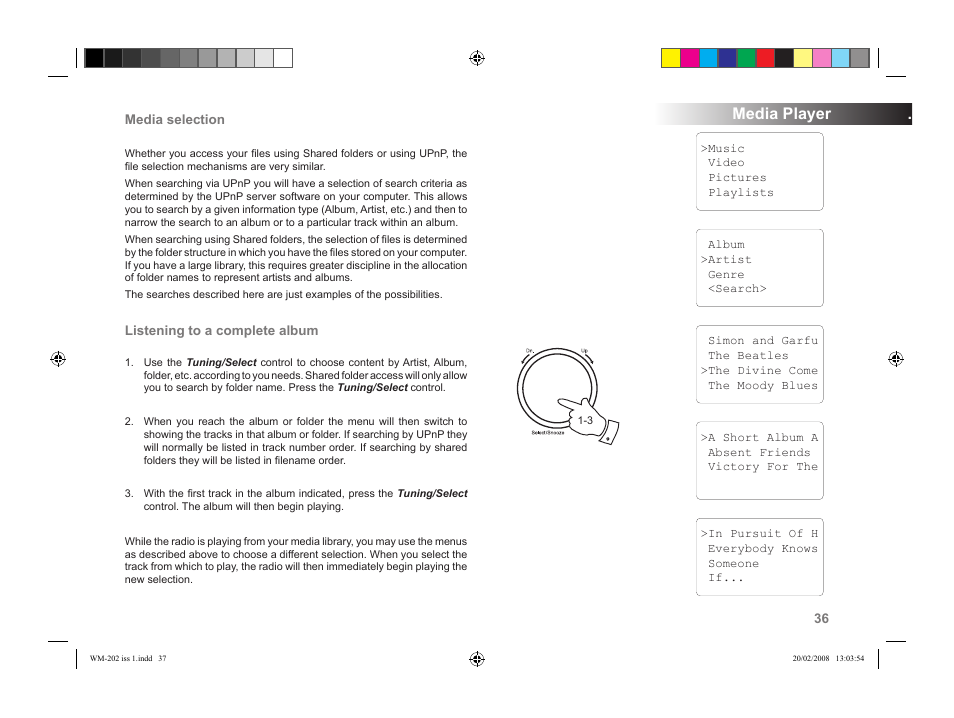 Media player | Roberts Radio WiFi Internet Radio WM-202 User Manual | Page 37 / 72