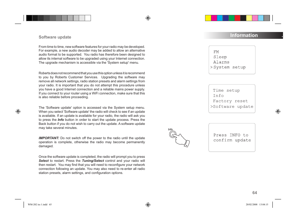 Information | Roberts Radio WiFi Internet Radio WM-202 User Manual | Page 65 / 72