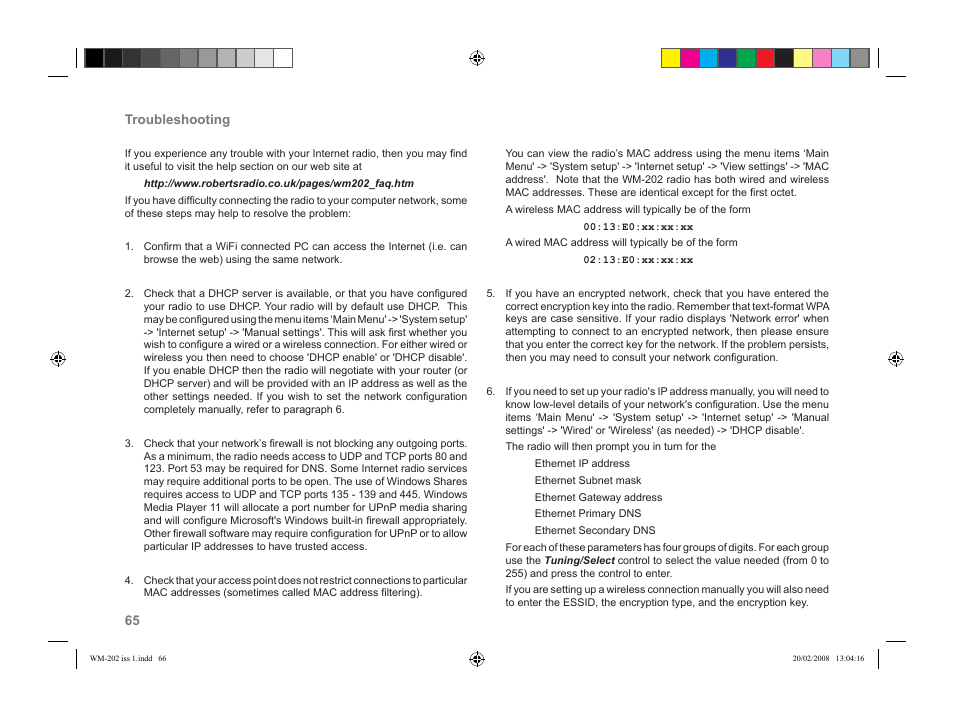 Roberts Radio WiFi Internet Radio WM-202 User Manual | Page 66 / 72