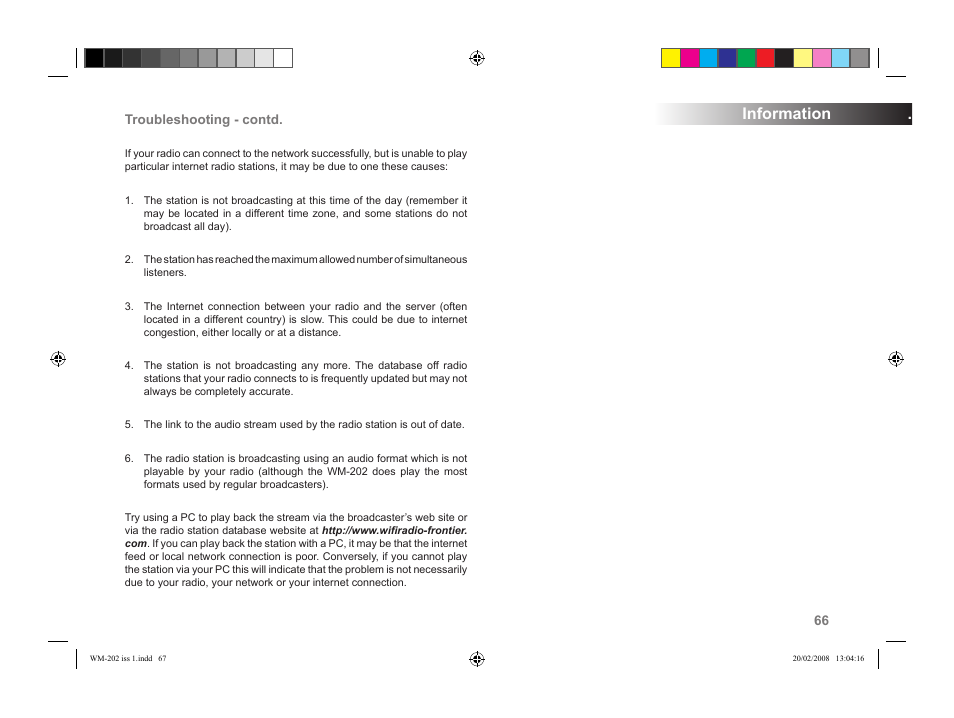 Information | Roberts Radio WiFi Internet Radio WM-202 User Manual | Page 67 / 72