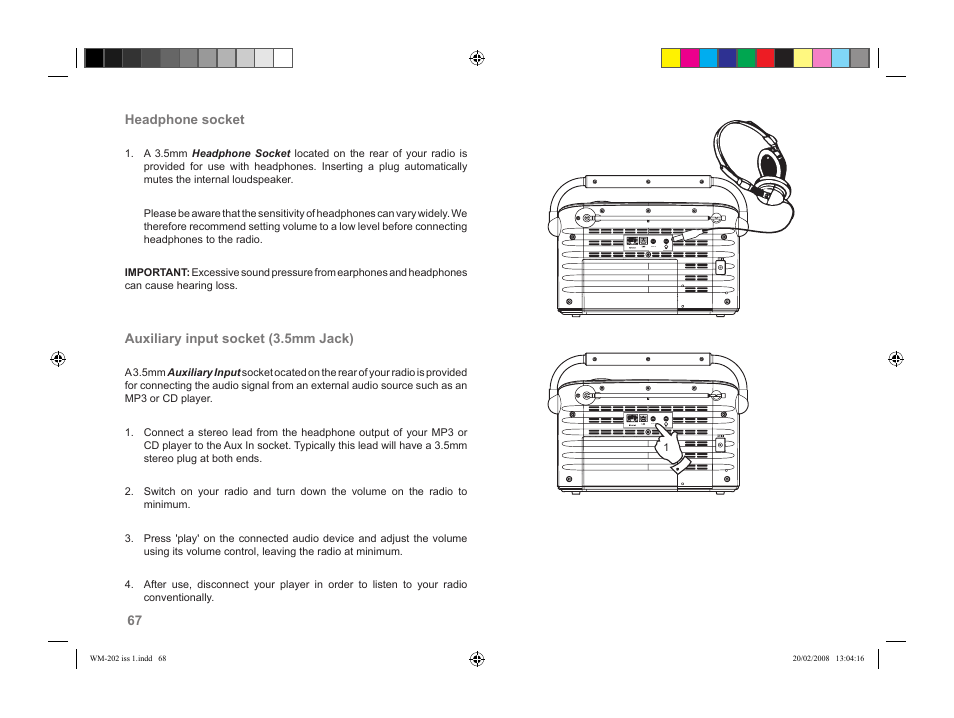 Aux in | Roberts Radio WiFi Internet Radio WM-202 User Manual | Page 68 / 72