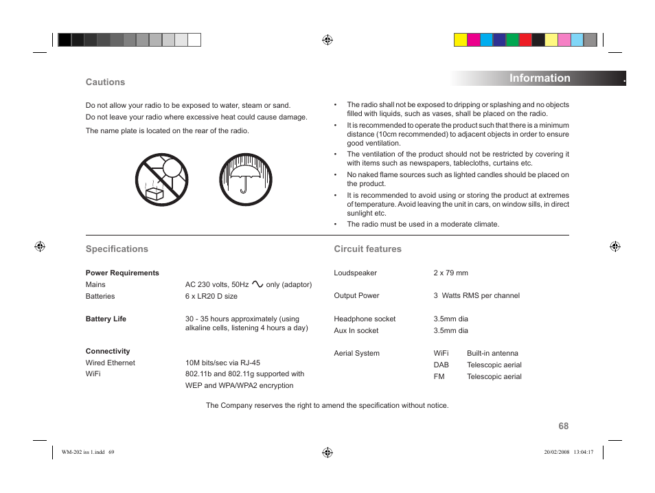 Information | Roberts Radio WiFi Internet Radio WM-202 User Manual | Page 69 / 72