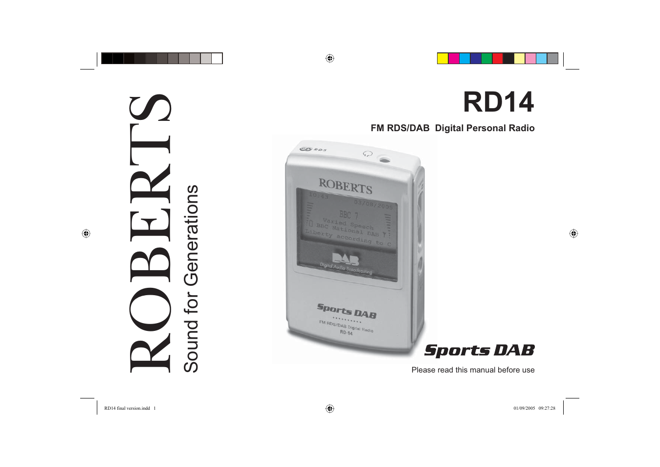 Roberts Radio FM RDS/DAB Digital Personal Radio RD14 User Manual | 32 pages