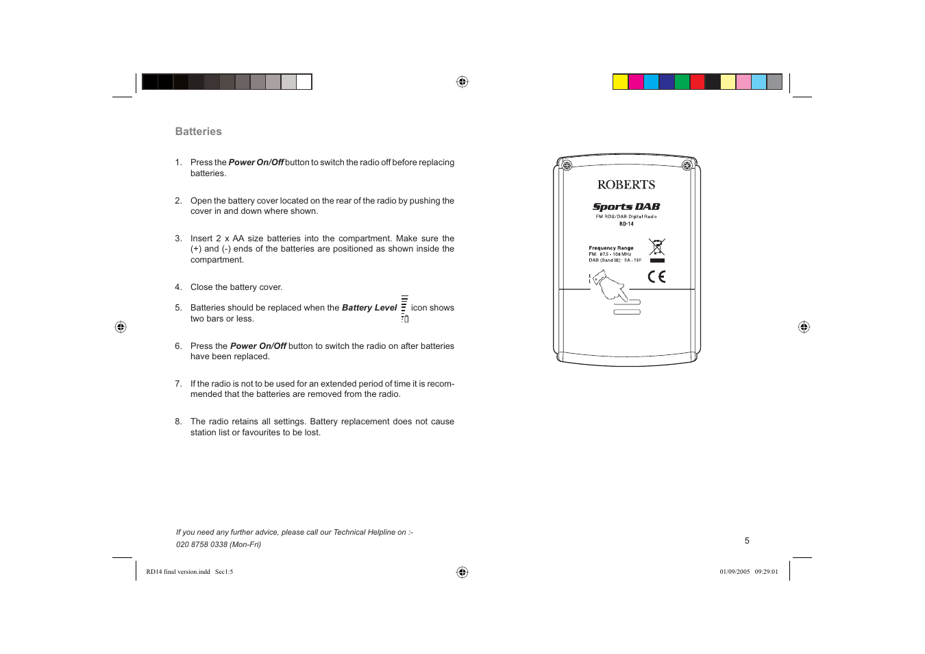 Roberts Radio FM RDS/DAB Digital Personal Radio RD14 User Manual | Page 5 / 32