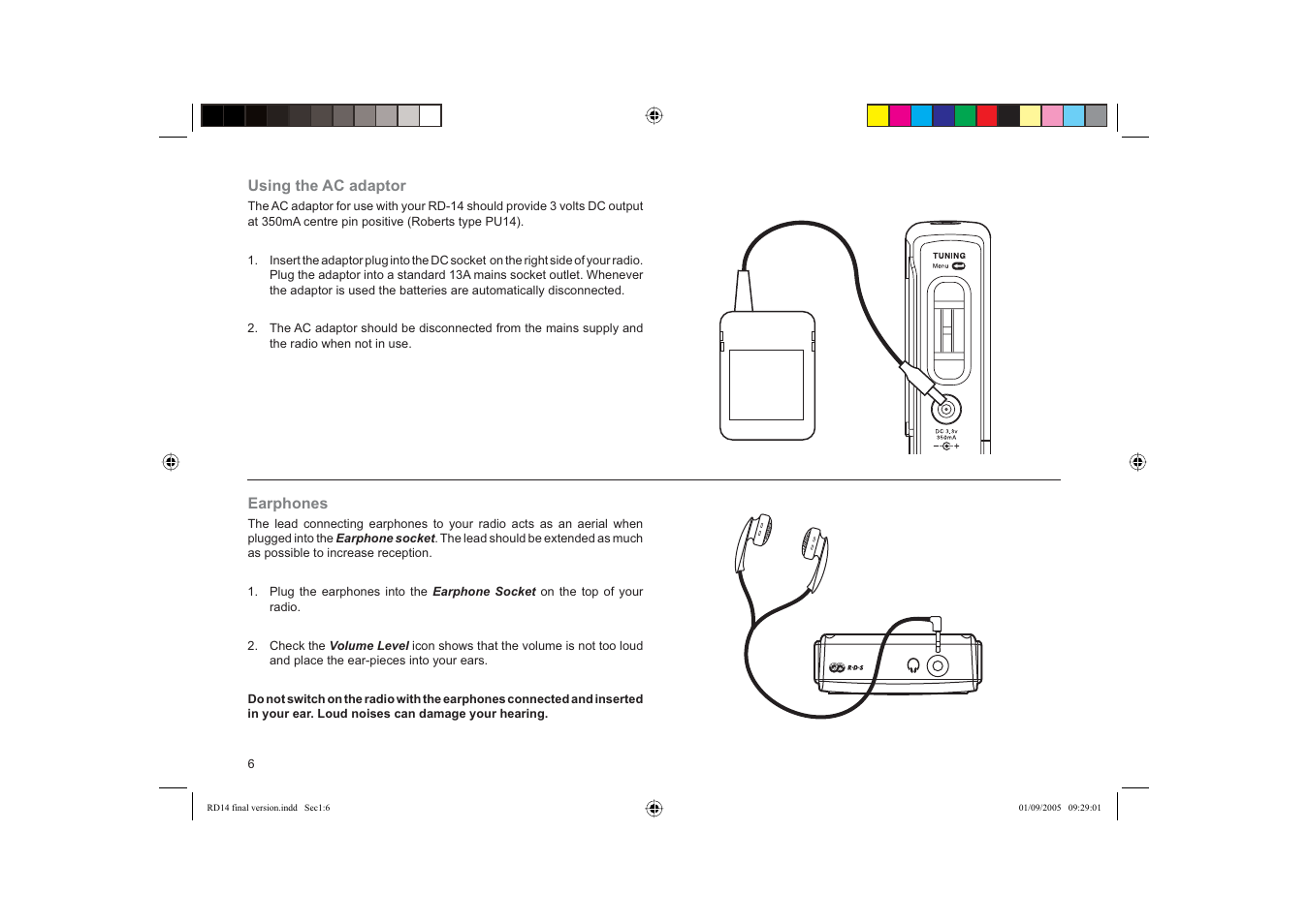 Roberts Radio FM RDS/DAB Digital Personal Radio RD14 User Manual | Page 6 / 32