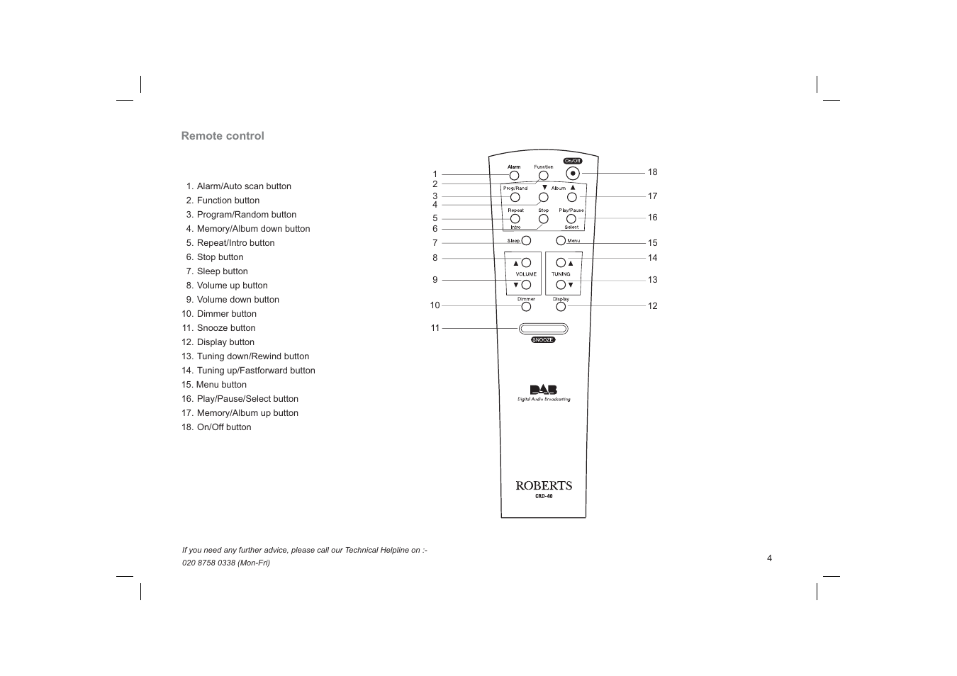 Roberts Radio CRD40 User Manual | Page 5 / 36