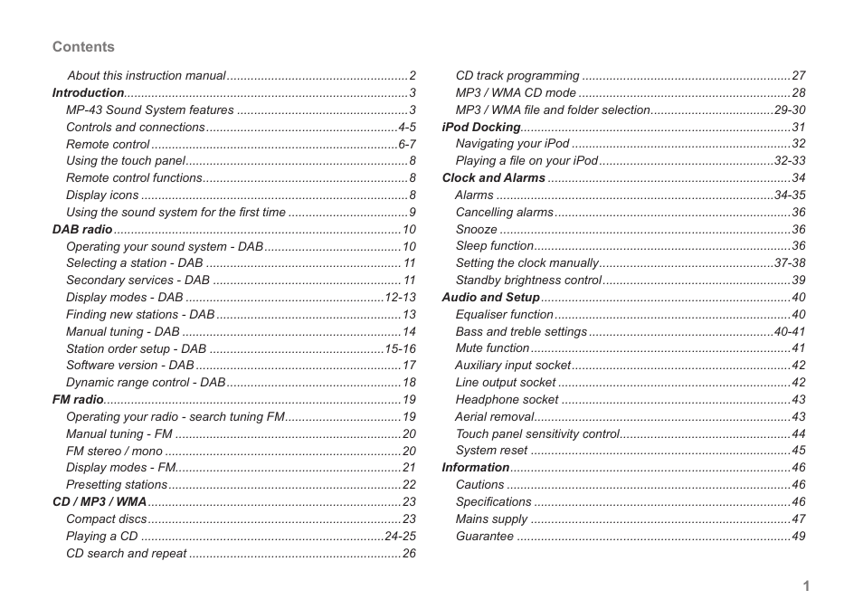Roberts Radio MP-SOUND 43 User Manual | Page 3 / 52