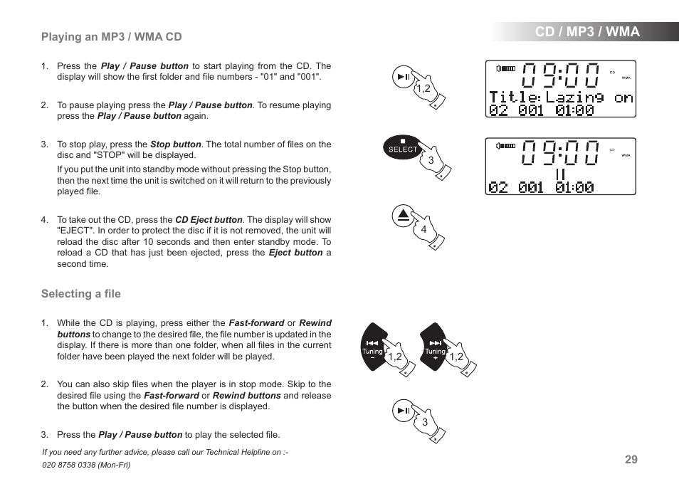 Cd / mp3 / wma | Roberts Radio MP-SOUND 43 User Manual | Page 31 / 52