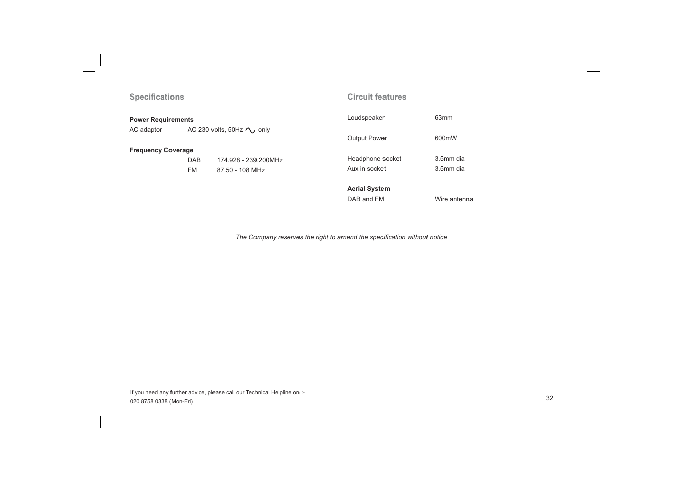 Roberts Radio ecologic 6 User Manual | Page 33 / 36