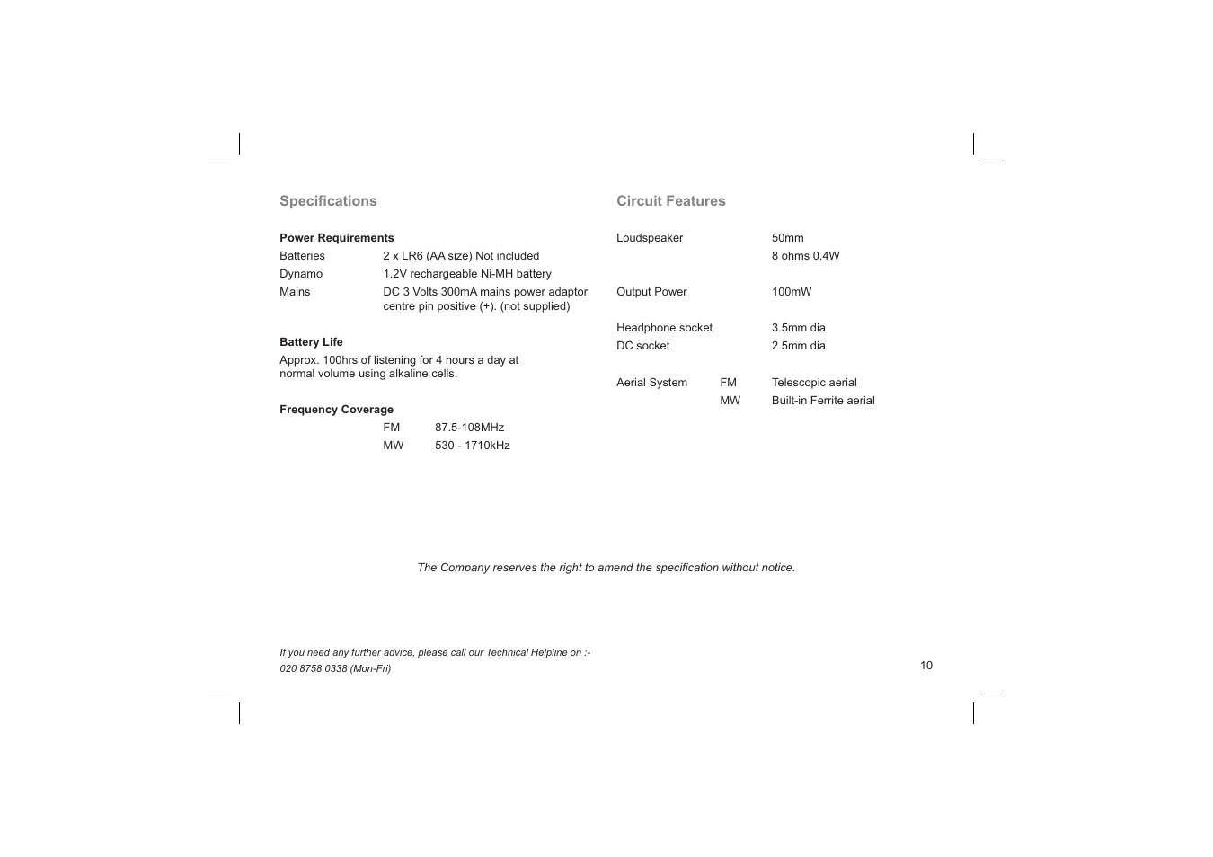 Roberts Radio Multi-Powered 2 Band Radio R9957 User Manual | Page 11 / 12