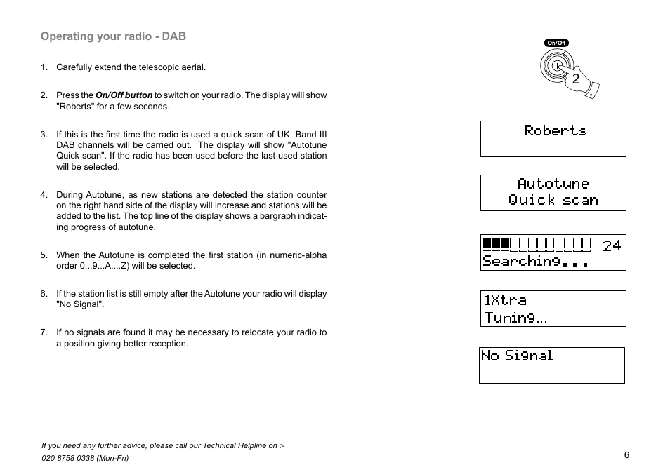 Operating your radio - dab | Roberts Radio Gemini 49 RD-49 User Manual | Page 7 / 20