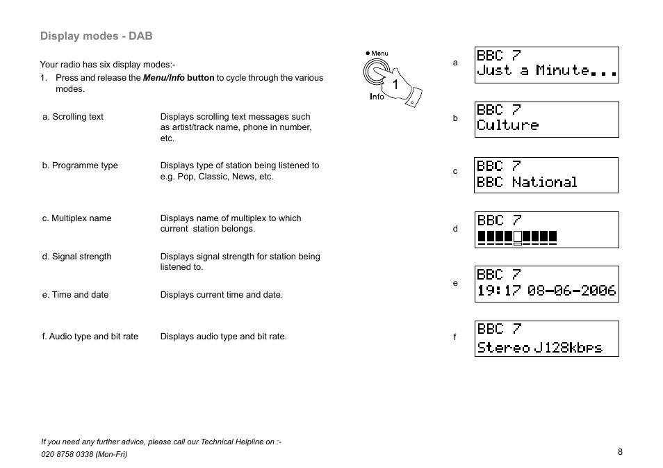 Display modes - dab | Roberts Radio Gemini 49 RD-49 User Manual | Page 9 / 20