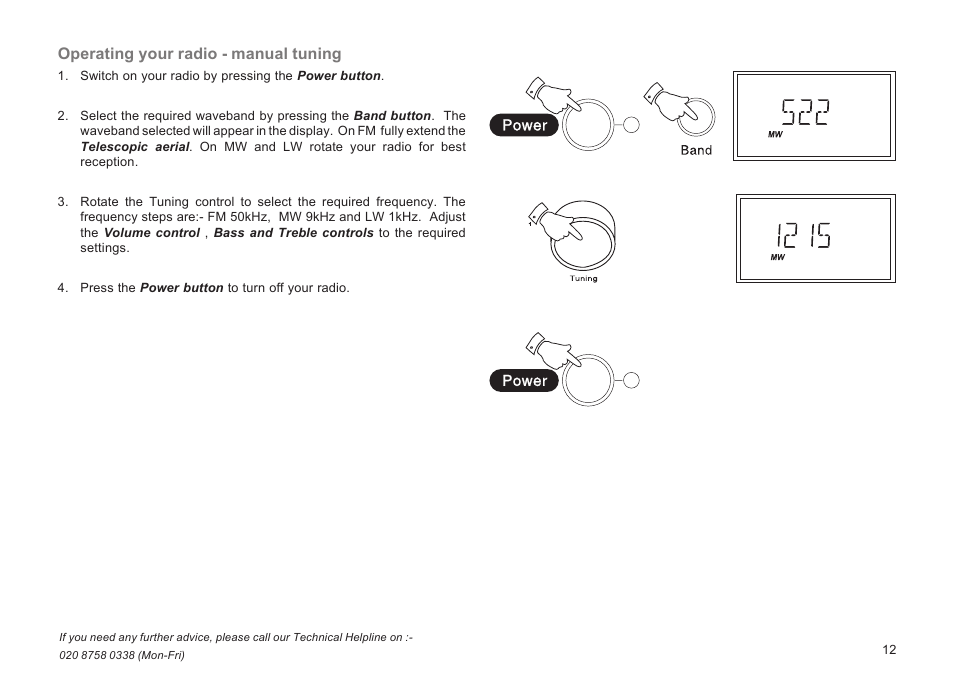 Operating your radio - manual tuning | Roberts Radio R9929 User Manual | Page 13 / 24