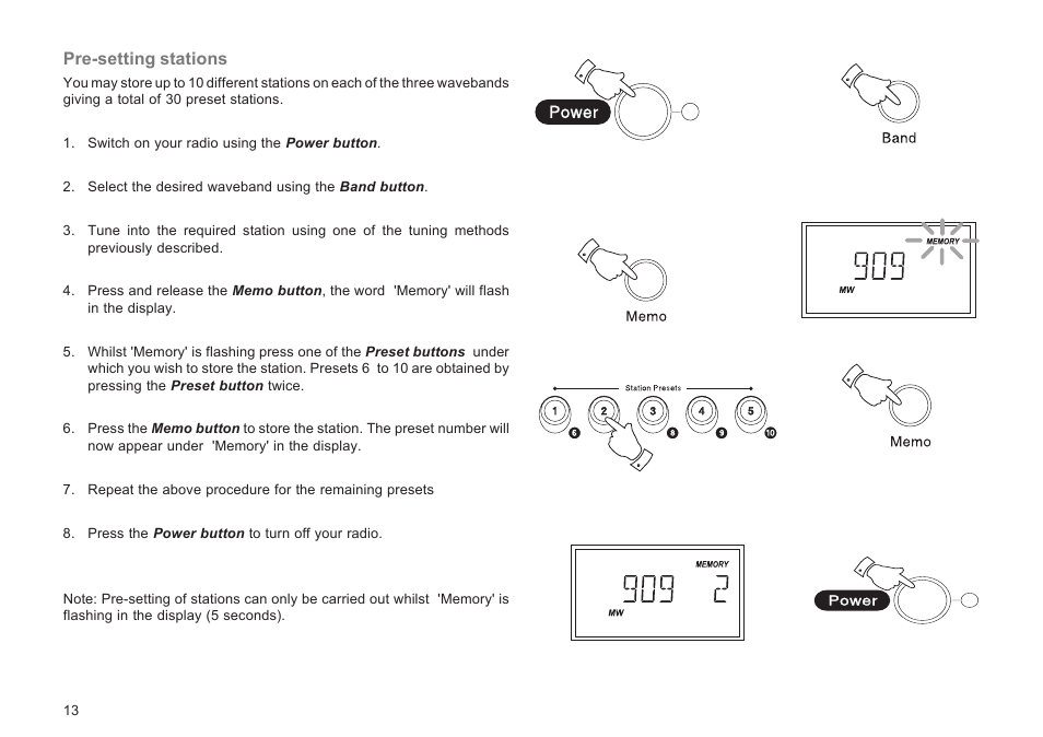 Pre-setting stations | Roberts Radio R9929 User Manual | Page 14 / 24