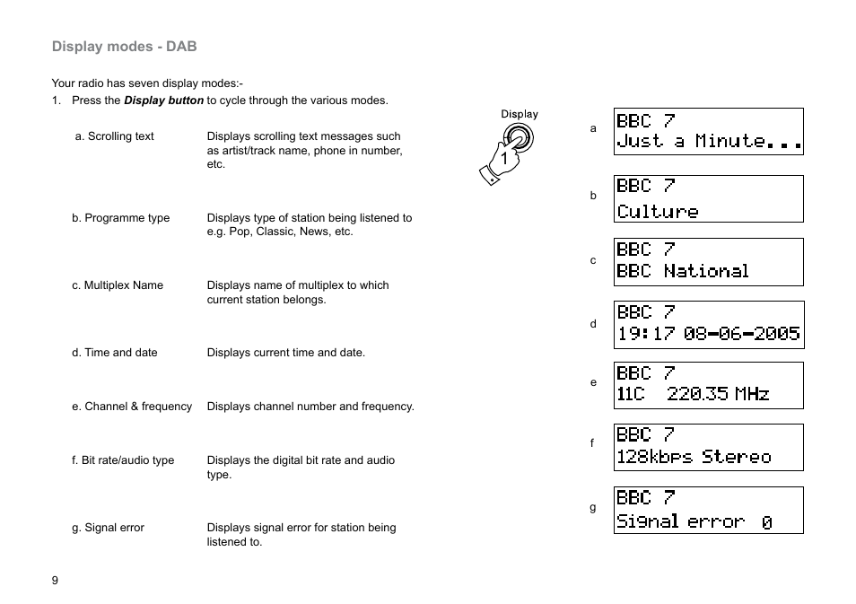 Display modes - dab | Roberts Radio CRD-36 User Manual | Page 10 / 36