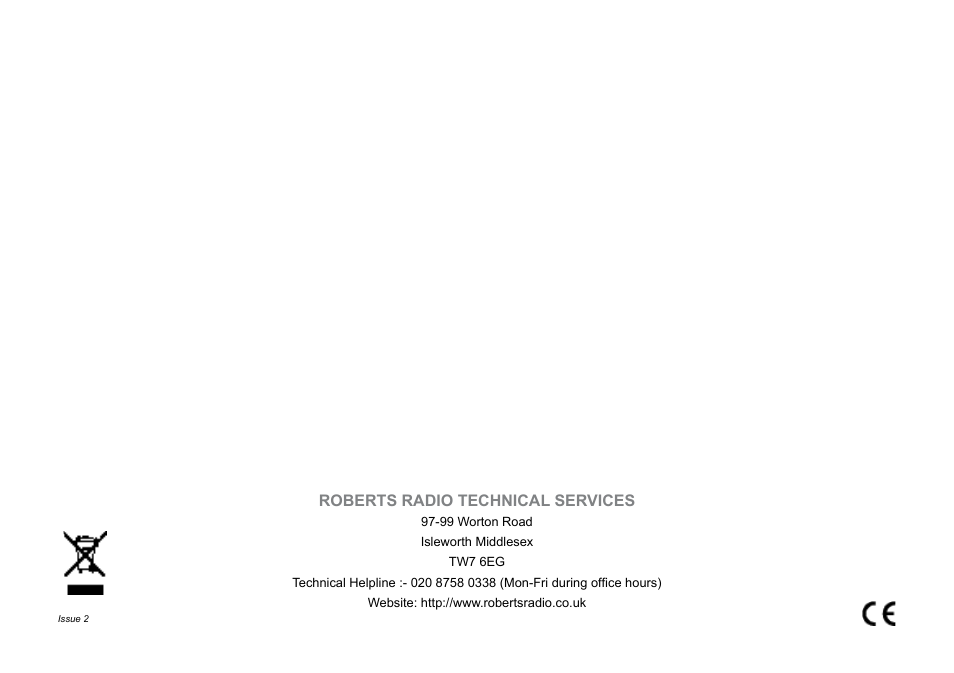 Roberts radio technical services | Roberts Radio CRD-36 User Manual | Page 36 / 36