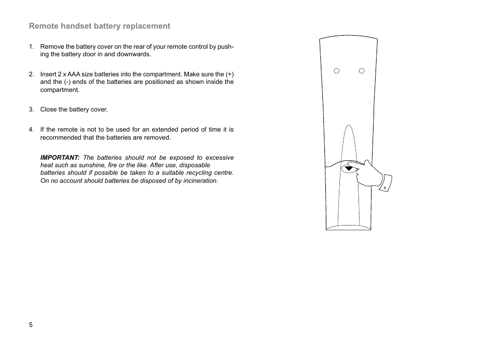 Remote handset battery replacement | Roberts Radio CRD-36 User Manual | Page 6 / 36