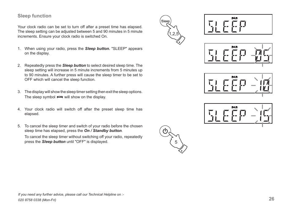26 sleep function | Roberts Radio CRD-42 User Manual | Page 27 / 40