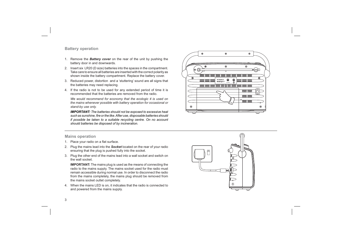 Roberts Radio ecologic 4 User Manual | Page 4 / 28