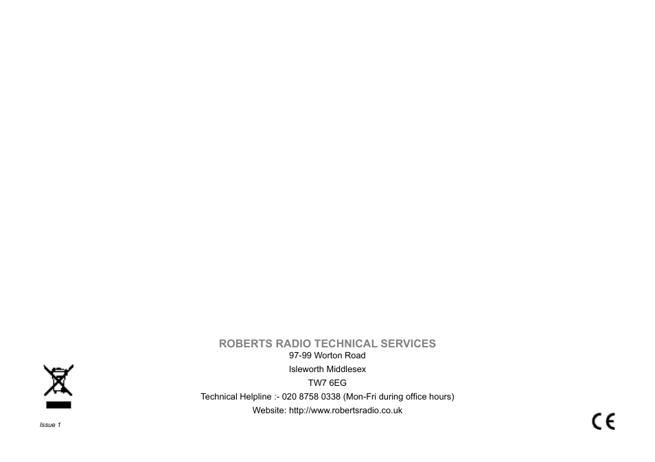 Roberts radio technical services | Roberts Radio Digital Radio with Dual Alarms CRD-29 User Manual | Page 24 / 24
