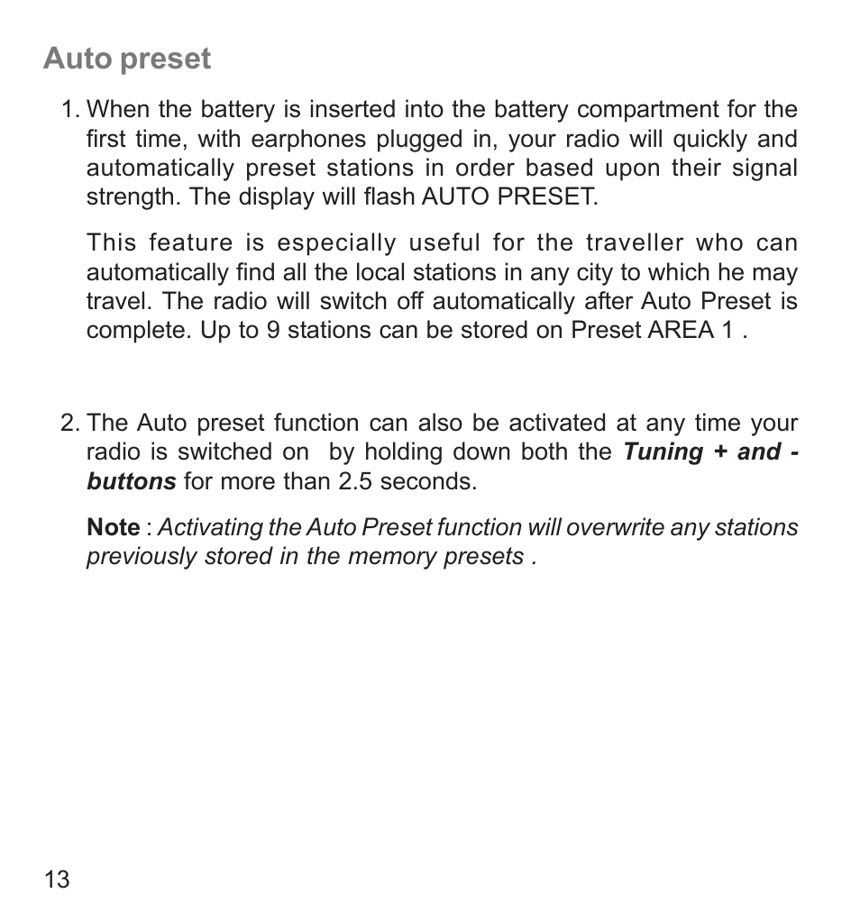 Auto preset | Roberts Radio R9942 User Manual | Page 14 / 28