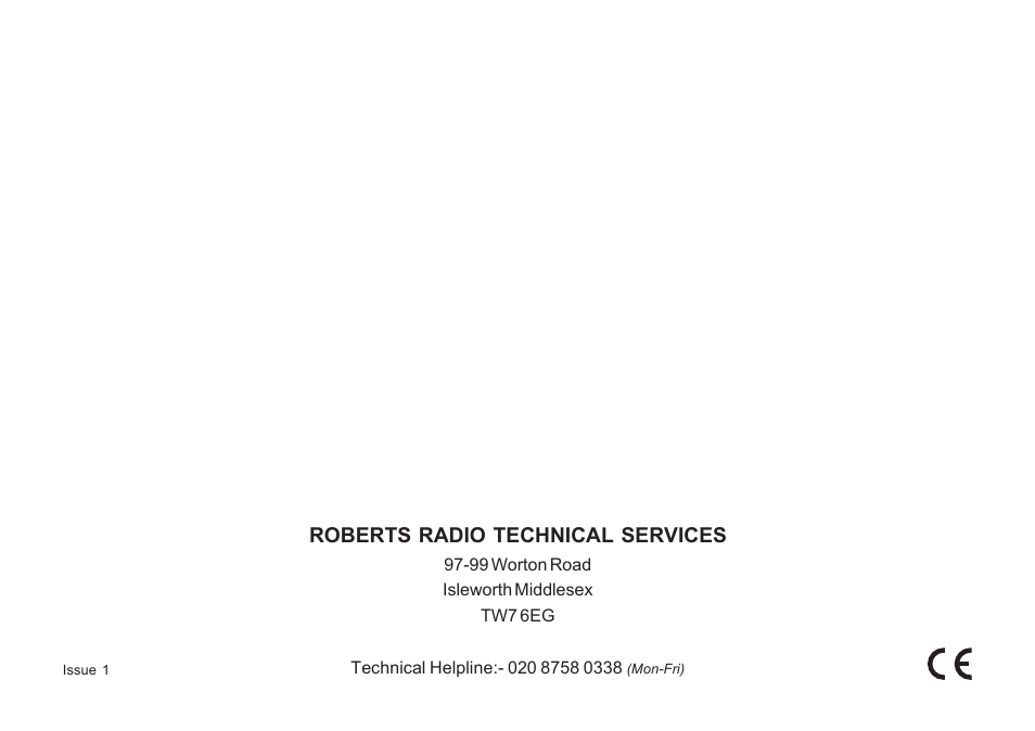 Roberts radio technical services | Roberts Radio CR9936 User Manual | Page 24 / 24