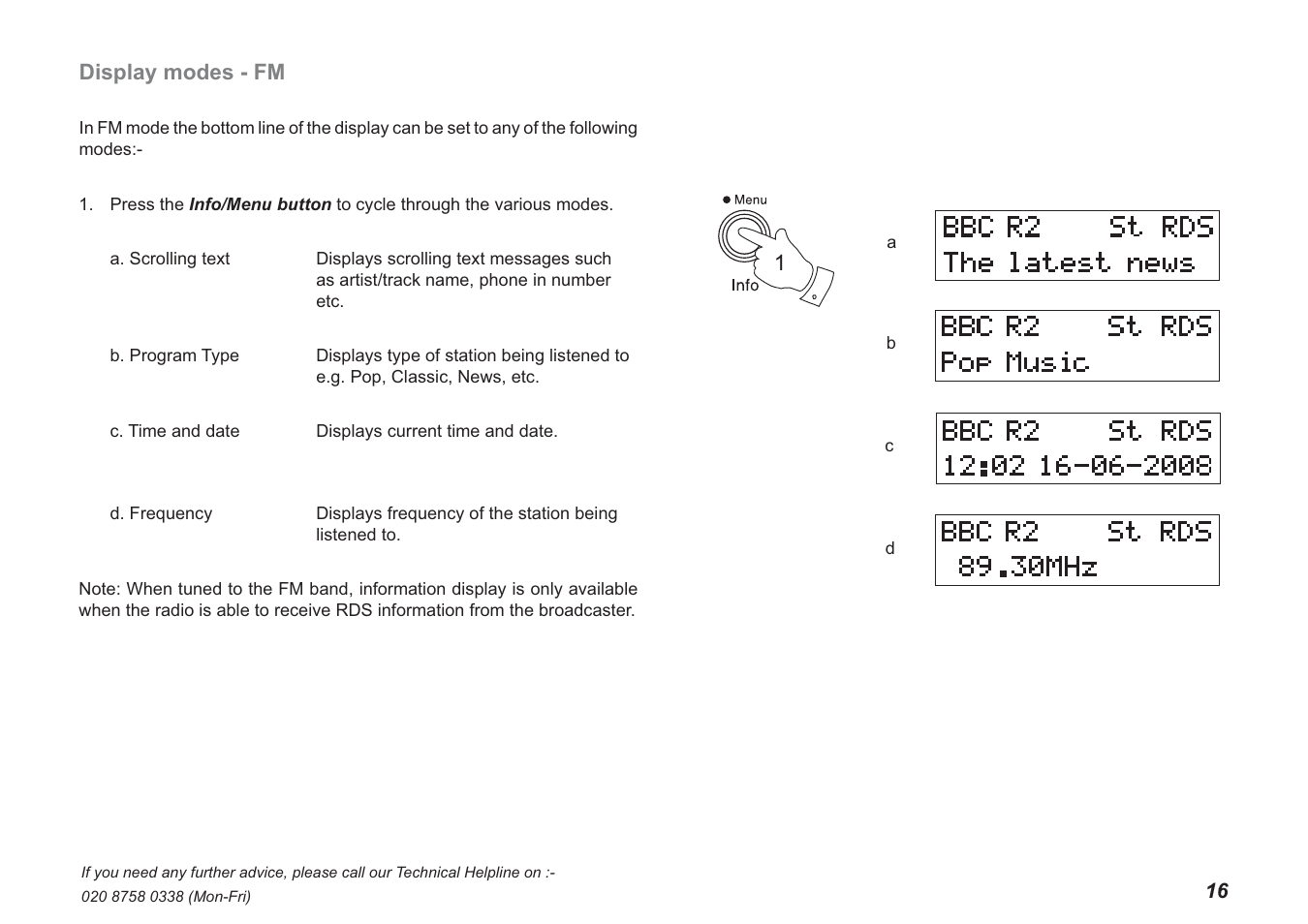Display modes - fm | Roberts Radio ecologic 2 User Manual | Page 17 / 28