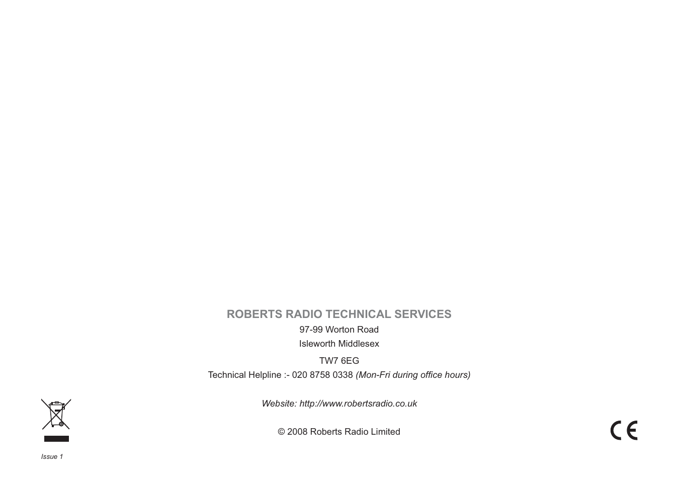 Roberts radio technical services | Roberts Radio ecologic 2 User Manual | Page 28 / 28