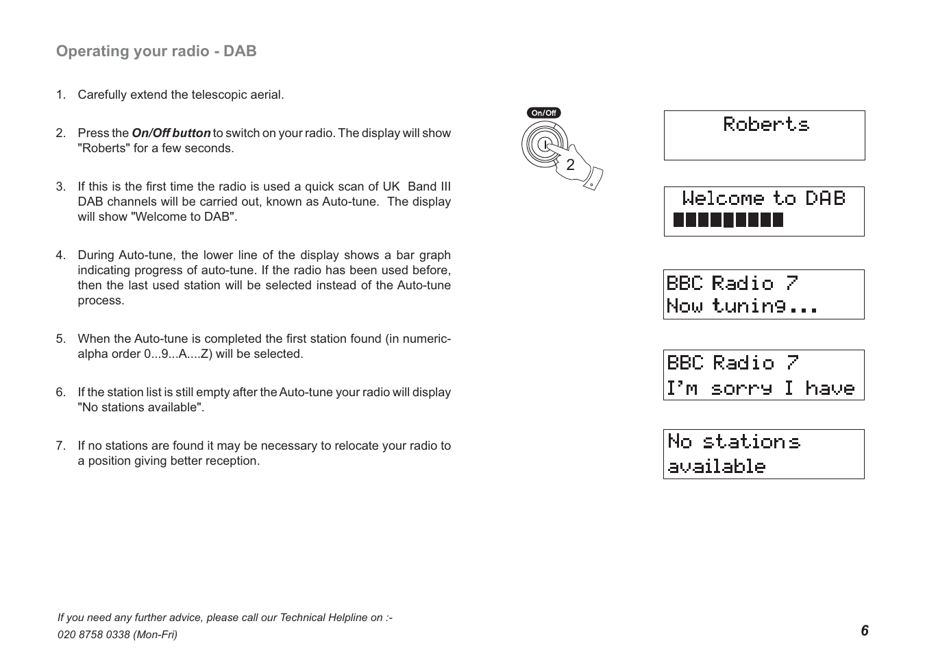 Operating your radio - dab | Roberts Radio ecologic 2 User Manual | Page 7 / 28