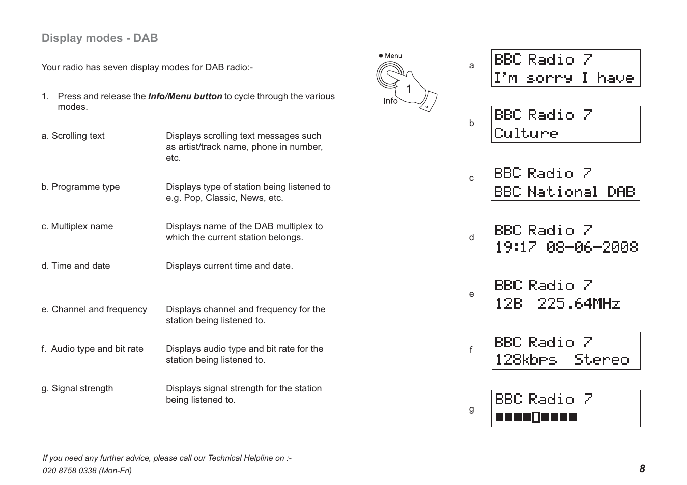 Display modes - dab | Roberts Radio ecologic 2 User Manual | Page 9 / 28