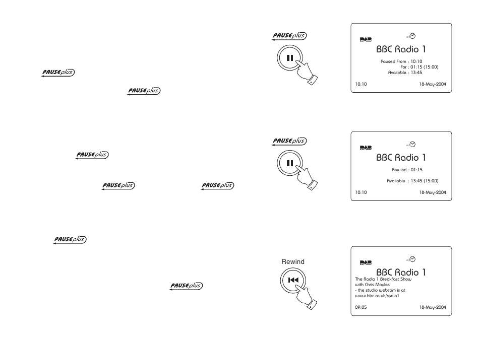 Bbc radio 1, Using your radio's pause plus feature - dab | Roberts Radio RD-1 User Manual | Page 10 / 56