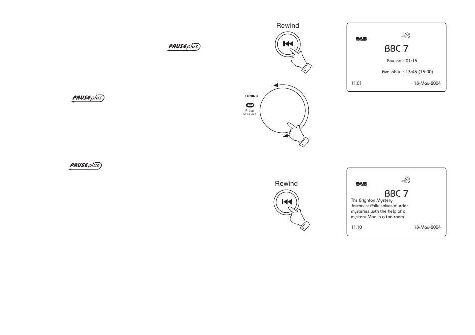 1bbc 7, Bbc 7, Pause plus rewind - dab | Roberts Radio RD-1 User Manual | Page 11 / 56
