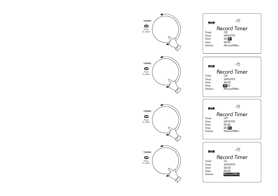 Record timer, 17 record timer, Record timer - dab cont | Roberts Radio RD-1 User Manual | Page 19 / 56
